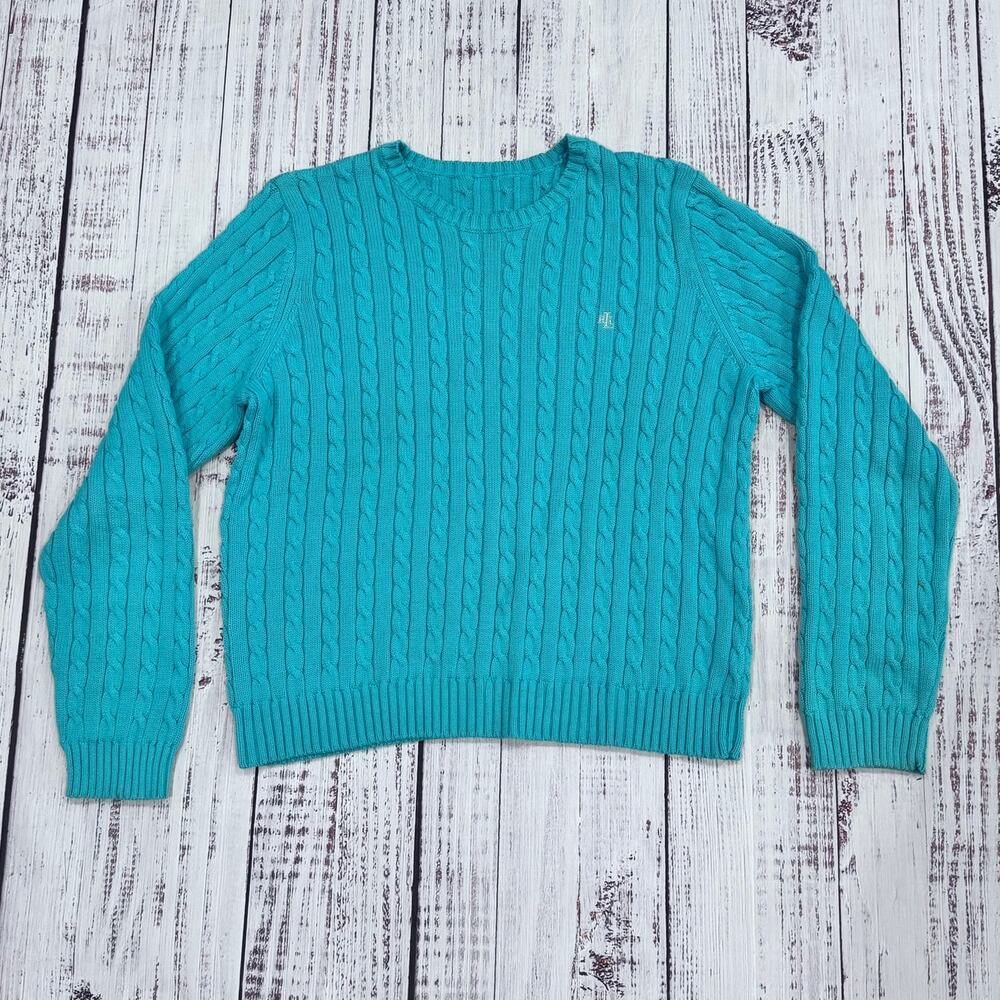 Lauren Ralph Lauren Teal Cable Knit Sweater
